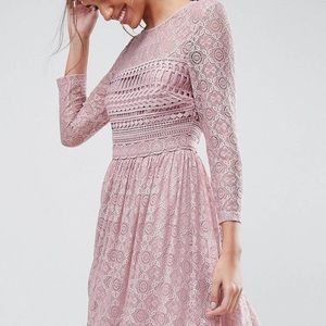 ASOS PREMIUM LACE MIDI SKATER DRESS